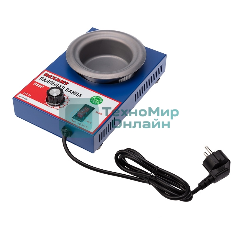 Паяльная ванна Rexant, модель R80F, 250 Вт, ø 80 мм, 200-480 °C, бессвинцовая