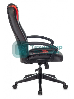 Кресло Zombie 8 черный/красный, экокожа, 120 кг, механизм качания