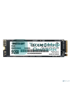 Накопитель SSD Patriot P320, 512Gb, PCIe 3.0 x4, M.2 2280, NVMe, R/W 3000/2200