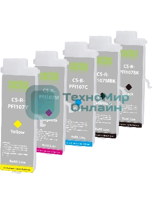 Картридж перезаправляемый струйный Cactus CS-R-PFI107SET набор 5шт.упак. для Canon imageProGRAF iPF670/680/685/770/780/785 без чипа