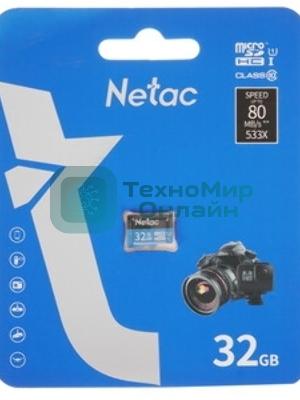 Флеш карта microSDHC 32Gb Netac P500 NT02P500STN-032G-S (без SD адаптера) 80Mb/s