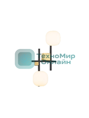Настенный светильник Ambrella light LH51019/2 BK/BS/FR черный/латунь/белый матовый G9*2 max 28W 230*170*480