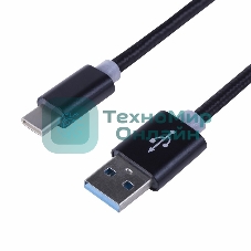 Шнур Rexant USB 3.1 type C (male)-USB 2.0 (male) в тканевой оплетке 1 м черный