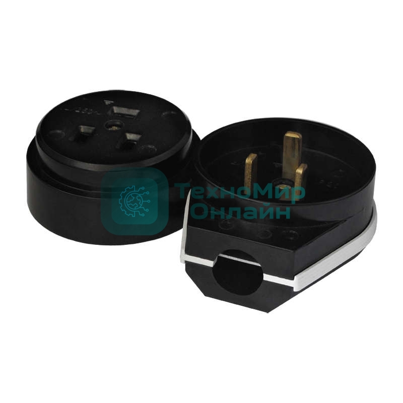 Разъем РШ-ВШ 32А 250В 2Р+РЕ откр. уст. черный UNIVersal 1234