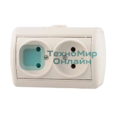 Розетка 2-м ОП Ната 16А IP20 без заземл. керам. белый LEZARD 710-0200-128