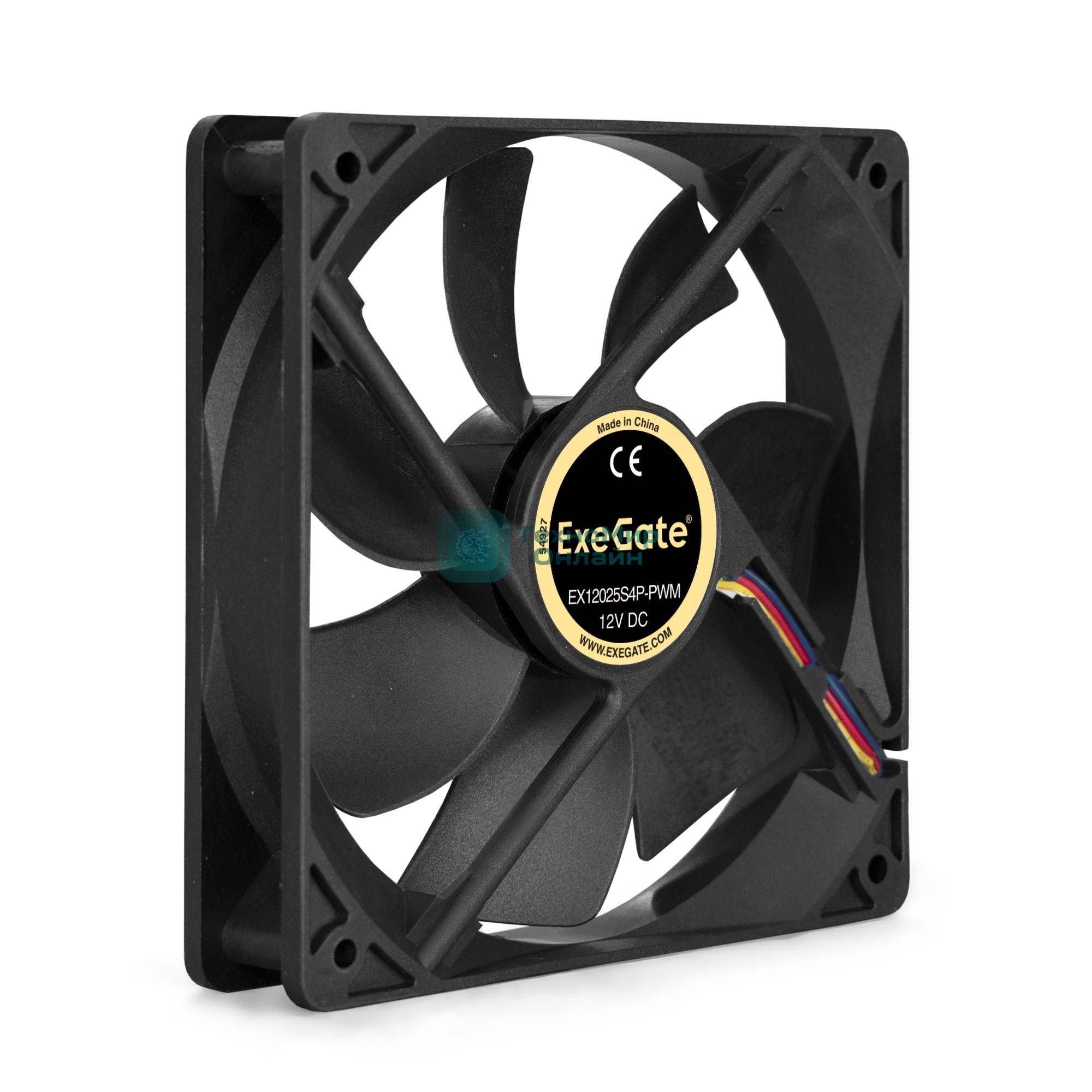 Вентилятор для корпуса ExeGate E12025S4P-PWM черный, 120 мм, 1500 об/мин, 25 дБ, 4 pin