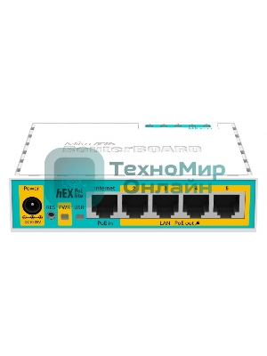 Маршрутизатор MikroTik RB750UPr2 hEX PoE lite 5x Ethernet, раздача PoE, 650 МГц ЦП, 64 МБ 5-портовый 100-Мбитный маршрутизатор с поддержкой PoE на 4-х портах
