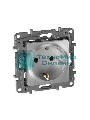 Розетка 2К+З, немецкий стандарт, винтовые зажимы, 16А, 250 В~, Etika, алюминий Розетка 2К+З, немецкий стандарт, винтовые зажимы, 16А, 250В~, Etika, алюминий