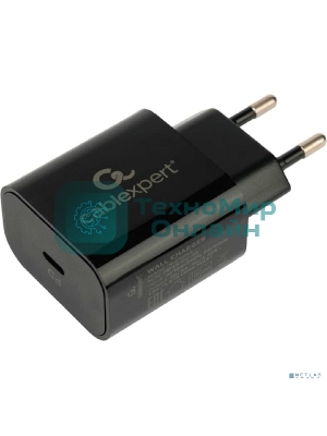 Сетевое зарядное устройство Cablexpert 20Вт, 3А, QC3.0/PD, 1xType-C, черный, пакет