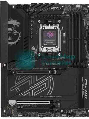 Материнская плата MSI MPG X870E CARBON WIFI, AM5, AMD X870E, 4xDDR5, 4xSATA, 4xM.2, 1xPCIe 5.0 x16, 1xPCIe 5.0 x4, 1xPCIe 4.0 x4, 1xHDMI, 2xUSB-C, 2x1Gb LAN, 9xUSB 3.2 Gen 2, 2xUSB4, 2x3.5 мм, 7.1, ATX