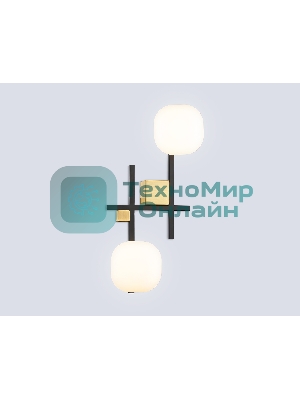 Настенный светильник Ambrella light LH51019/2 BK/BS/FR черный/латунь/белый матовый G9*2 max 28W 230*170*480