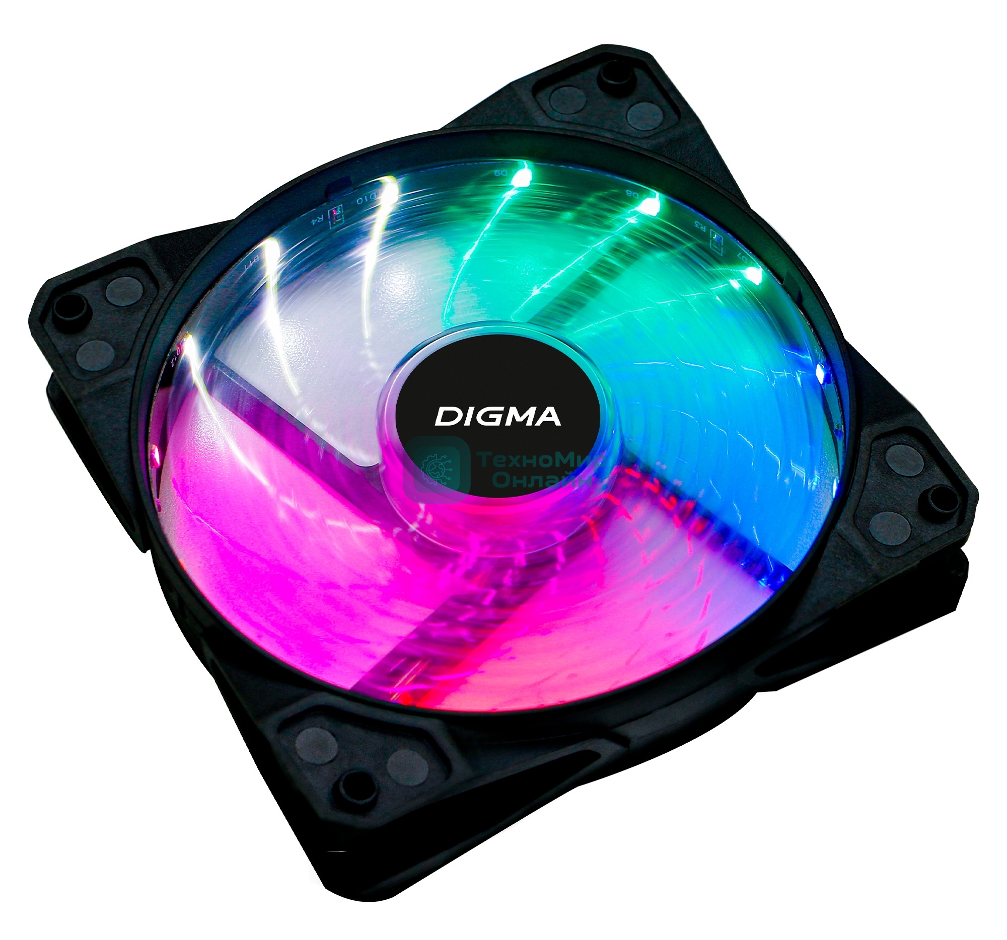 Вентилятор для корпуса Digma DFAN-FRGb2 черный, 120 мм, 1200 об/мин, 23 дБ, 4 pin