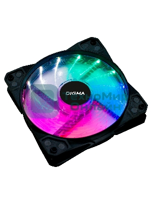 Вентилятор для корпуса Digma DFAN-FRGb2 черный, 120 мм, 1200 об/мин, 23 дБ, 4 pin