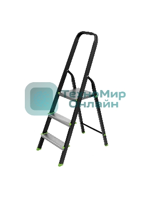 Стремянка Сибртех 3 ступени, стальной профиль, алюминиевые ступени
