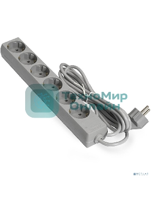 Удлинитель ExeGate EX285829RUS ECE-6-1.8G (6 евророзетки с заземлением, 1.8 м, серый)