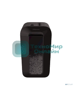 Шредер Fellowes PowerShred LX65 черный (секр.P-4)/перекрестный/10лист./22лтр./скрепки/скобы/пл.карты