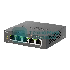 Коммутатор неуправляемый D-Link DGS-1005P/B3A с 5 портами 10/100/1000Base-T (4 порта PoE 802.3af/at, PoE-бюджет 60 Вт)