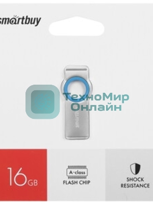 Флешка USB SmartBuy MC2 Metal Blue (SB016GbMC2), 16Gb, USB 2.0, R/W 25/15, синий/серебристый