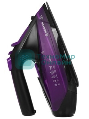 Утюг BRAYER BR4016 фиолетовый/черный, 2400 Вт, 25 г/мин, 140 г/мин, 350 мл