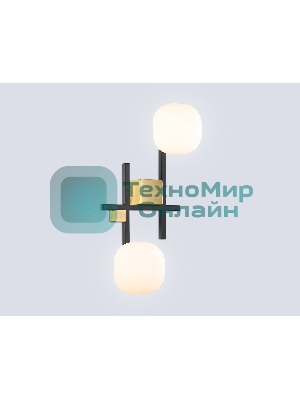 Настенный светильник Ambrella light LH51019/2 BK/BS/FR черный/латунь/белый матовый G9*2 max 28W 230*170*480