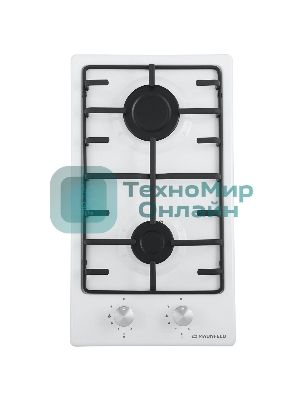 Газовая варочная панель Maunfeld EGHE.32.3EW/G, 2 конфорки, эмалированная сталь, белый