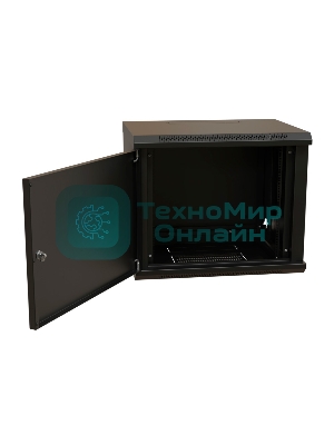 Шкаф коммутационный WRline (WR-TW-1545-SR-RAL9004) настенный 15U 600x450 мм пер. дв. металл 2 бок. пан. 60 кг черный 370 мм 775 мм IP20 сталь