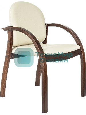 Стул Бюрократ ДЖУНО светло-бежевый, эко.кожа, на ножках дерево