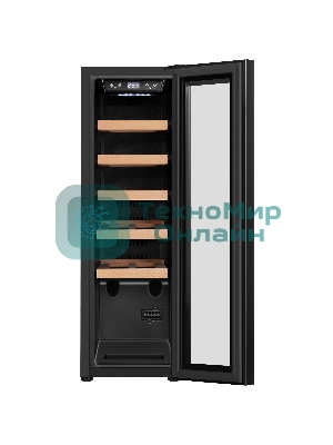 Винный шкаф Maunfeld MFWC-45S12 черный, 45 л, 1 отсек, 12 бут., класс G