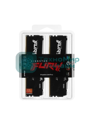 Оперативная память Kingston Fury Beast, DDR5, 32Gb (2x16GB), 5600MHz, CL36, DIMM, с радиаторами, RGB, черный