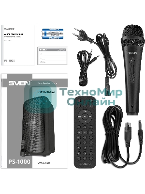 Колонка портативная SVEN АС PS-1000 черный 160W 1.0 BT/3.5Jack 8000mAh