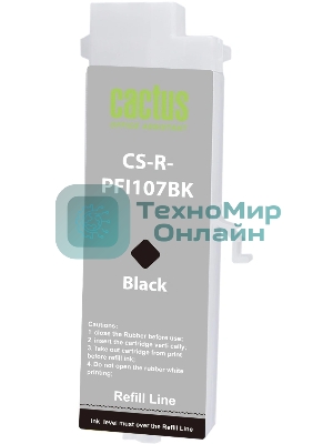 Картридж перезаправляемый струйный Cactus CS-R-PFI107BK черный для Canon imageProGRAF iPF670/680/685/770/780/785 без чипа