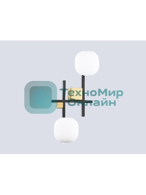 Настенный светильник Ambrella light LH51019/2 BK/BS/FR черный/латунь/белый матовый G9*2 max 28W 230*170*480