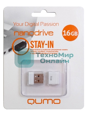 Флешка USB QUMO 16Gb, NANO QM16GUD-NANO-W белый