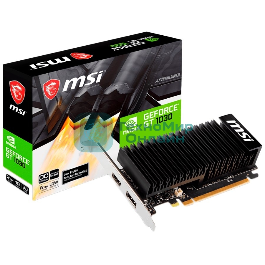 Видеокарта MSI PCI-E GT 1030 2GHD4 LP OC nVidia GeForce GT 1030 2048Mb 64bit DDR4 1189/2100/HDMIx1/DPx1/HDCP Ret low profile