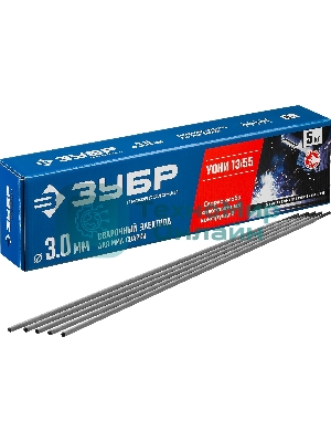 Электрод Зубр сварочный УОНИ 13/55 с основным покрытием, для ММА сварки, d 3.0 х 350 мм, 5 кг в коробке, Профессионал.