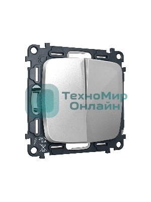 Комплект механизма 2-клавишного перекрестного выключателя 10A-250V OMEGA Серебро глянец QUANT (OP4030, VM125) MO403030