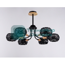 Светильник Ambrella light TR80167/6 BK/LWD черный/светлое дерево E14/6 max 40W D690*370