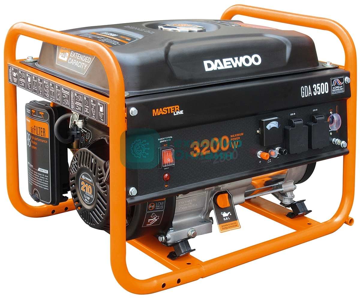 Генератор DAEWOO GDA 3500 2.8/3.2кВт 230В 208см3 7.0лс 15л 2х230В 38кг