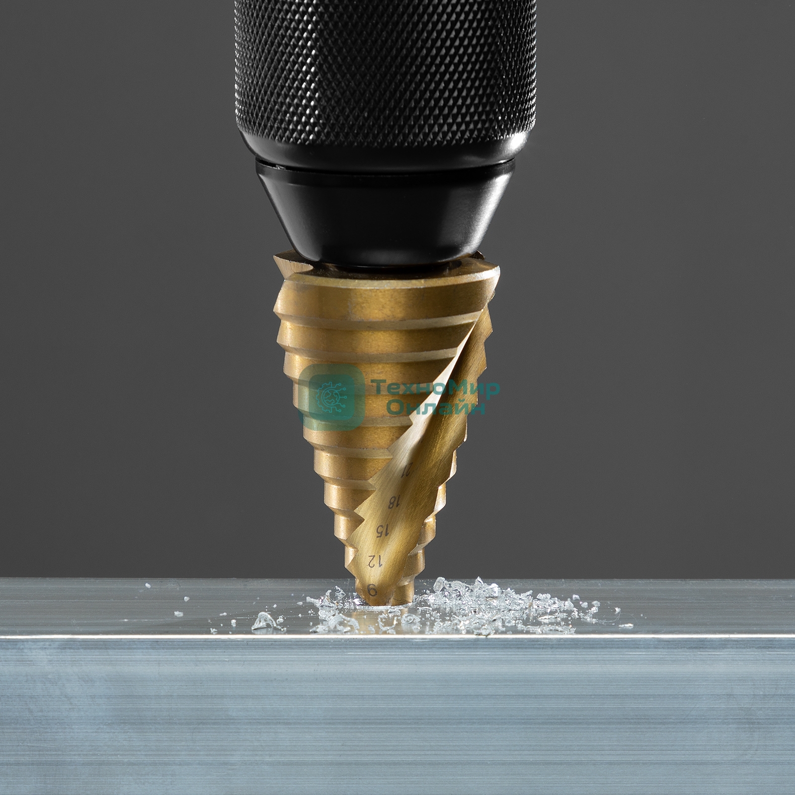 Сверло Matrix ступенчатое 9-12-15-18-21-24-27-30-33-36мм hss спиральный профиль шестигранный