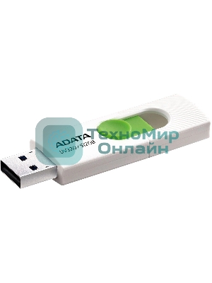 Флешка USB ADATA UV320 (AUV320-512G-RWHGN), 512Gb, USB 3.2 Gen1, R/W 100/30, белый/зеленый