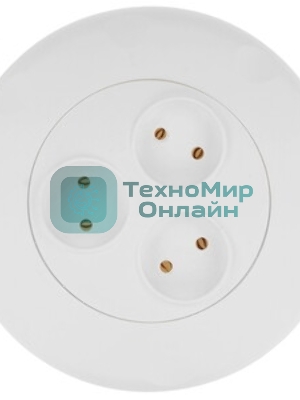 Удлинитель 3 гнезда 3 метра 10А/2,2 кВт, без заземления, круглый, белый (SBE-10-3-03-W)/40