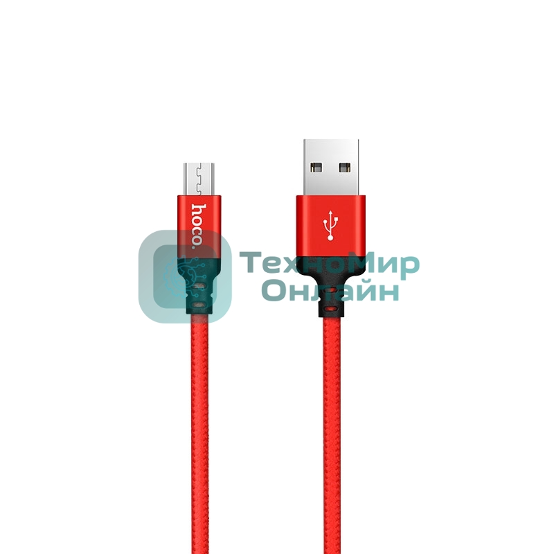 Кабель HOCO X14 USB 2.0, AM/microBM, красно-черный, 1м