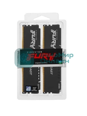Оперативная память Kingston Fury Beast, DDR5, 64GB (2x32GB), 5600MHz, CL40, DIMM, радиатор, черный
