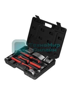 Набор рихтовочный Matrix, 3 молотка с фибергласовыми ручками, 4 наковальни, в пласт. боксе