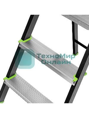 Стремянка Сибртех 3 ступени, стальной профиль, алюминиевые ступени