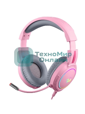 Гарнитура Redragon Mento розовый, проводная, USB / 2 x mini jack 3.5 мм, подсветка