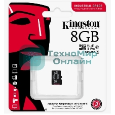 Флеш карта microSDHC 8Gb Class10 Kingston <SDCIT2/8GbSP> Industrial Temperature Class UHS-I без адаптера