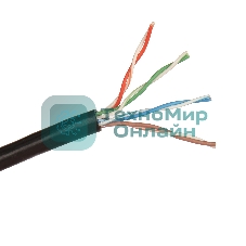 Кабель UTP 4 пары кат.5e Exegate медь, внешн. прокладка, без троса, бухта 305м, черный, PE