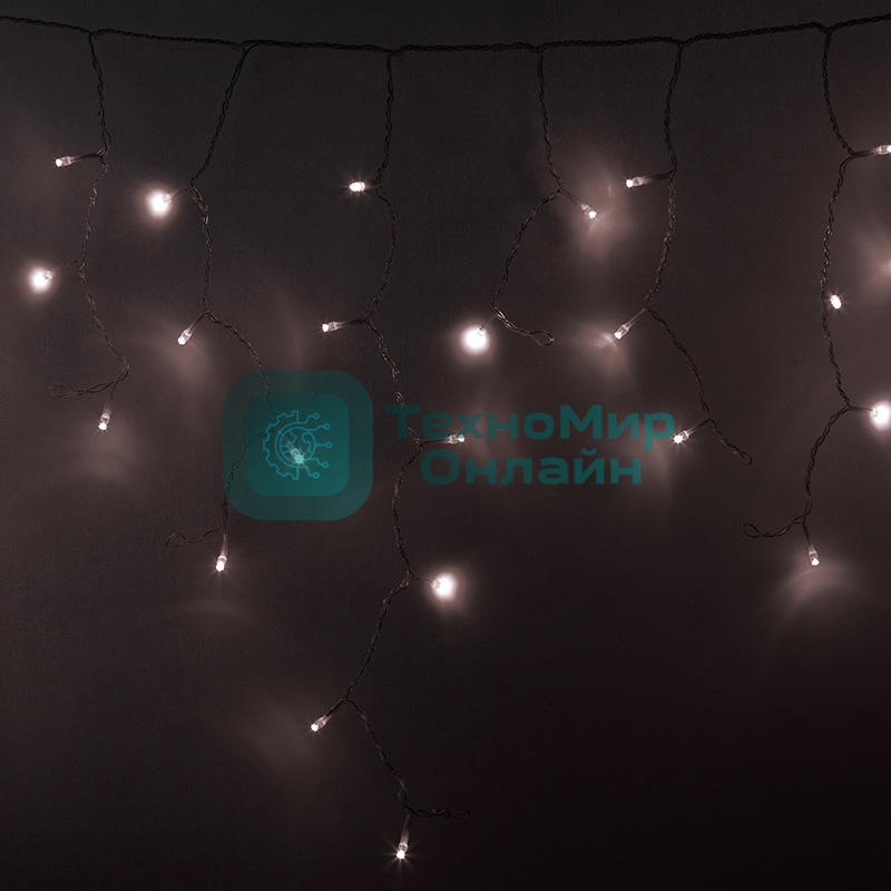 Гирлянда Neon-night Айсикл (бахрома) светодиодный, 4,8 х 0,6 м, прозрачный провод, диоды теплый белый, 176 LED
