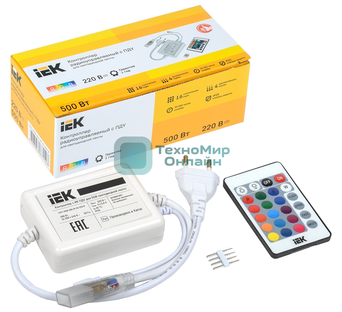 Контроллер с ПДУ IEK LSC1-RGB-500-IR-20-220-B ИК RGB 3 канала 220В 3А 500Вт
